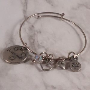 Silver tone summer themed charm bracelet